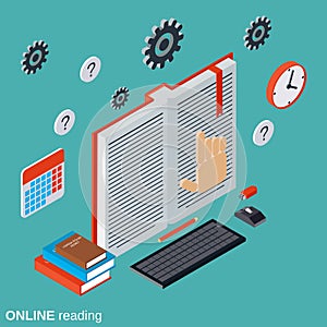 Online reading, education, tutorial, user guide vector concept