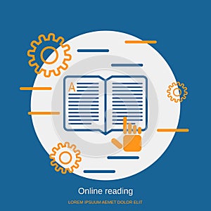 Online reading flat style vector concept