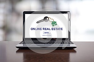 Online real estate concept on a laptop