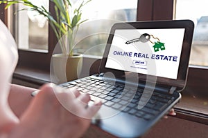 Online real estate concept on a laptop screen