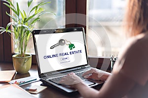 Online real estate concept on a laptop screen