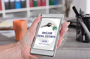 Online real estate concept on a smartphone