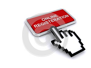 Online registration button on white