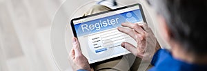 Online Registration Web Form On Tablet photo