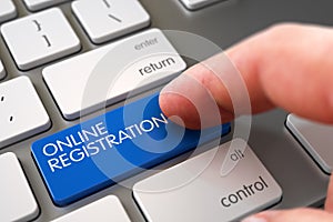 Online Registration - White Keyboard Concept. 3D.