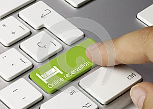 Online reservation - Inscription on Green Keyboard Key