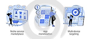 Online retail abstract concept vector illustrations. photo