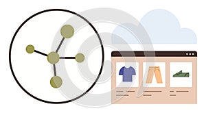 Cloud Computing and E-commerce Concept with Online Shopping and Data Network Graphic