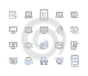 Online retail line icons collection. E-commerce, Web store, Virtual storefront, Online marketplace, Internet shopping