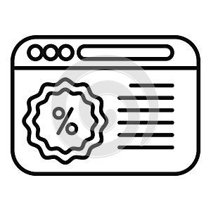 Online sale shop icon outline vector. Package rebate social