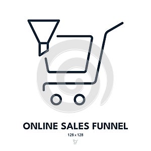 Online Sales Funnel Icon. Conversion, Store, Shopping. Editable Stroke. Vector Icon