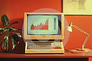 Online Sales Growth Graph on Computer Screen