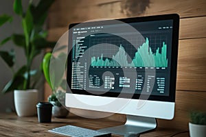 Online Sales Growth Graph on Computer Screen
