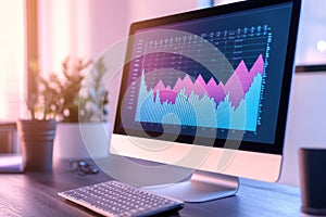 Online Sales Growth Graph on Computer Screen