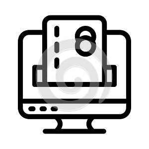 Online screen vector thin line icon