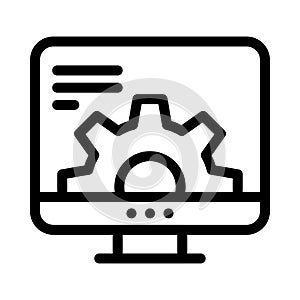 Online screen vector thin line icon