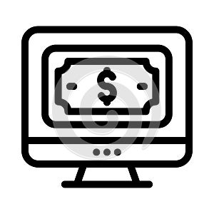 Online screen vector thin line icon