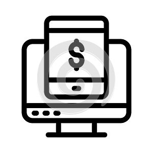 Online screen vector thin line icon