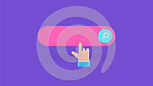 Online searching internet browsing bar field hand click cursor find information 3d icon vector