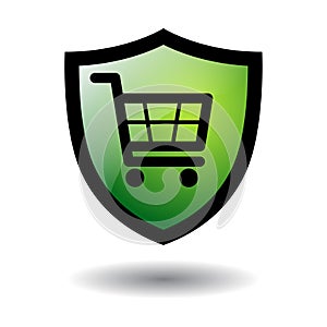 Online secure shopping icon isolated