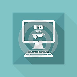 Online services open 7/24 - Vector flat icon