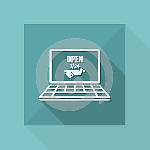 Online services open 7/24 - Vector flat icon