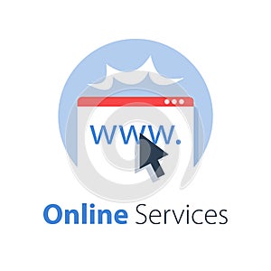 Online services, web page and cursor, provide access