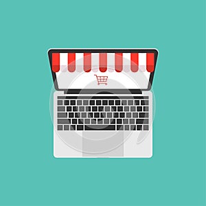 Online shop in computer laptop buy store vector