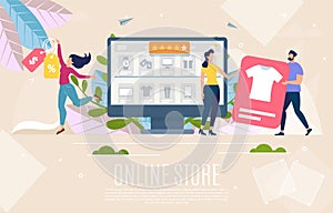 Online Shop Flat Vector Landing Page Template