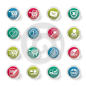 Online Shop Icons over colored background