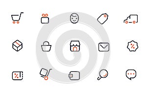 Online shop icons, thin line pictograms