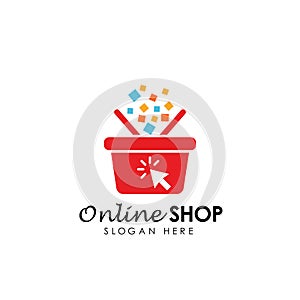 online shop logo design vector icon. shopping basket logo designs