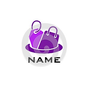 Online Shop logo designs template. sales stickers violet Tag, Label, Store, Cart, Trolley. company trade