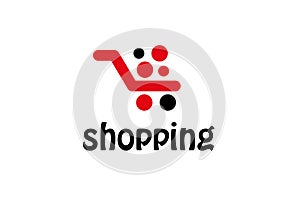 Online Shop mall market concept cart Logo design vector business template icon.