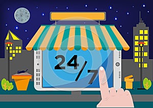 Online Shop Selling Point of Sale System (POS) or Buying stuff via Internet for 24 hours, 7 days