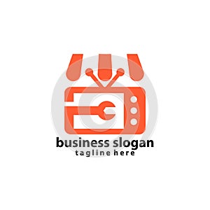 online shop service television logo design vector