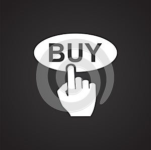 Online shoping buy button icon on black background for graphic and web design, Modern simple vector sign. Internet concept. Trendy