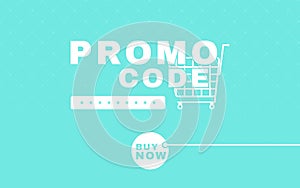 Online shopping app with activated promo code, illustration