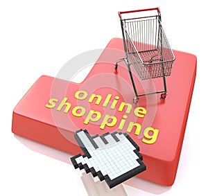 Online shopping button - e-commerce concept