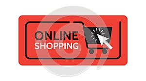 Online shopping button. Sale, buy now, special offer, order online. Concept of tag, label, click, icon. Computer symbol