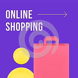 Online shopping buying goods web marketplace social media post design template 3d realistic vector