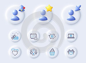Online shopping, Buying process and Hold heart line icons. For web app, printing. Vector