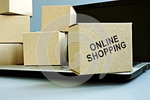 Online shopping and cardboard boxes for delivery service