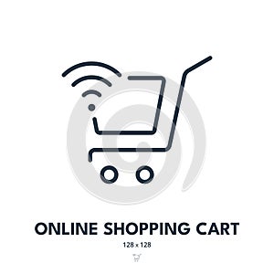 Online Shopping Cart Icon. E-commerce, Store, Purchase. Editable Stroke. Vector Icon