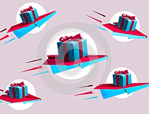 Online shopping concept, gift delivery.