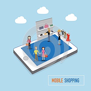 Online shopping concept with micro people on smart phone touch s