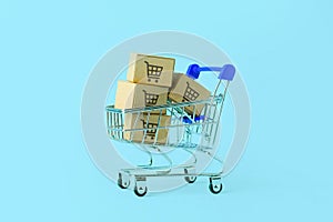 Online shopping concept with shopping cart symbol