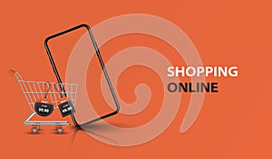 Online shopping concept, smartphone online store, vector