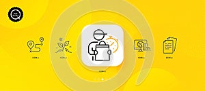 Online shopping, Delivery man and Grow plant minimal line icons. For web application, printing. Vector