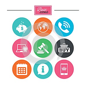 Online shopping, e-commerce and business icons.